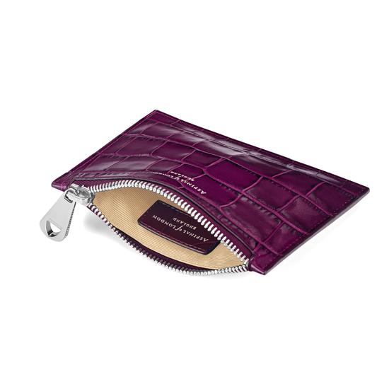 Small Essential Flat Pouch in Purple Croc from Aspinal of London