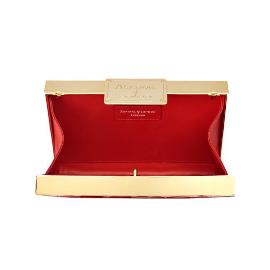 Scarlett Box Clutch in Deep Shine Red Croc from Aspinal of London