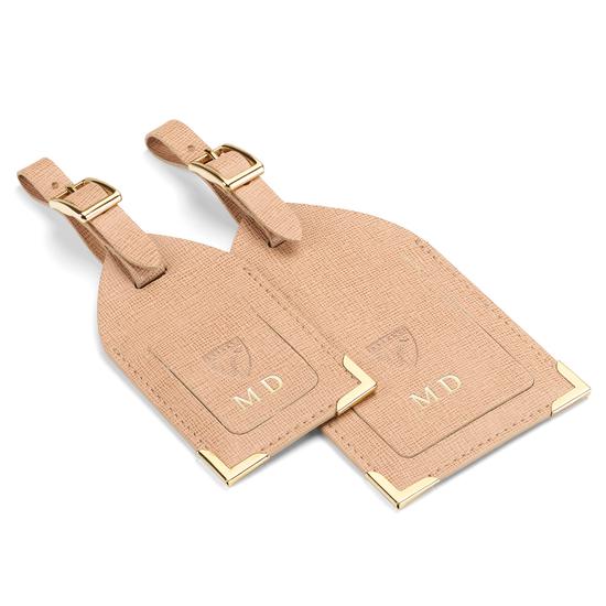 Set of 2 Luggage Tags in Deep Shine Red Croc from Aspinal of London