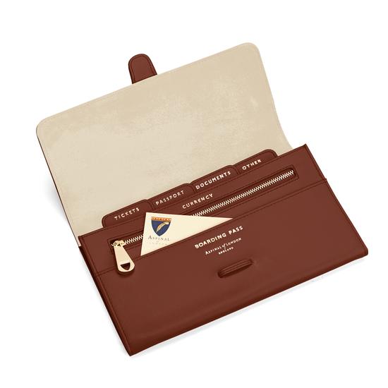 Classic Travel Wallet in Smooth Soft Redwood from Aspinal of London