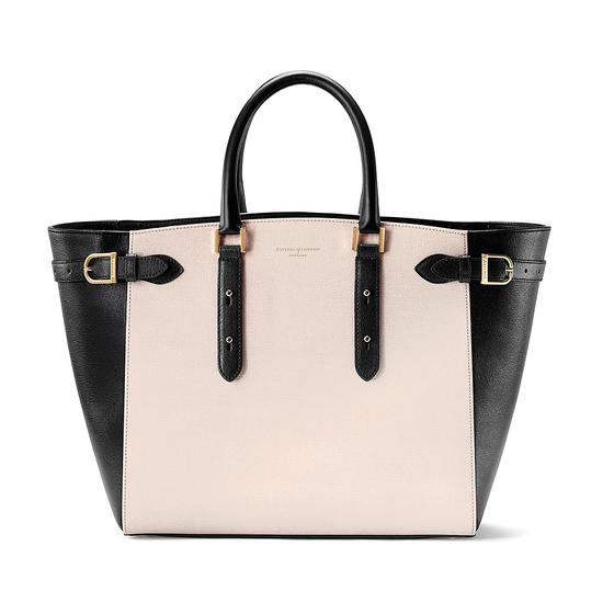Large Marylebone Tech Tote in Monochrome Saffiano from Aspinal of London
