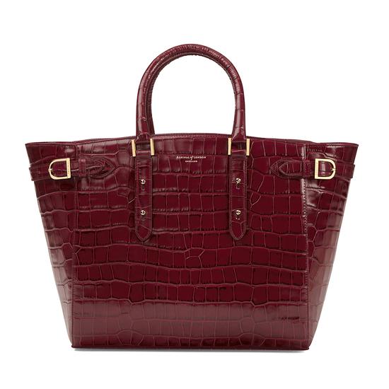 Large Marylebone Tech Tote in Deep Shine Bordeaux Croc from Aspinal of London