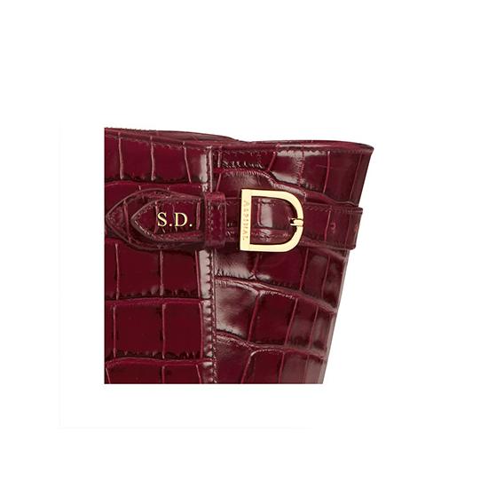 Large Marylebone Tech Tote in Deep Shine Bordeaux Croc from Aspinal of London