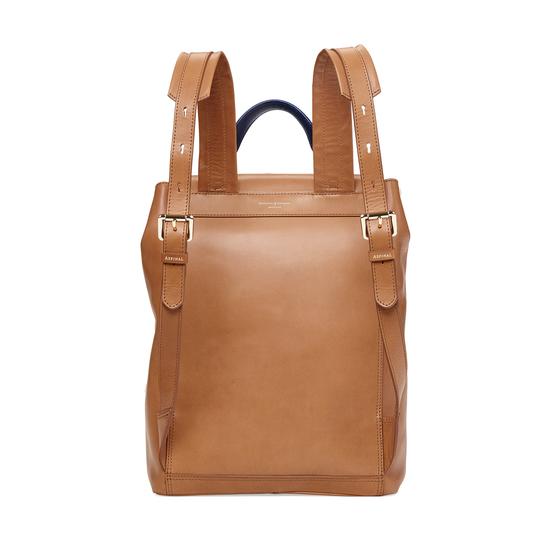 Oxford Backpack in Smooth Natural Tan & Navy from Aspinal of London