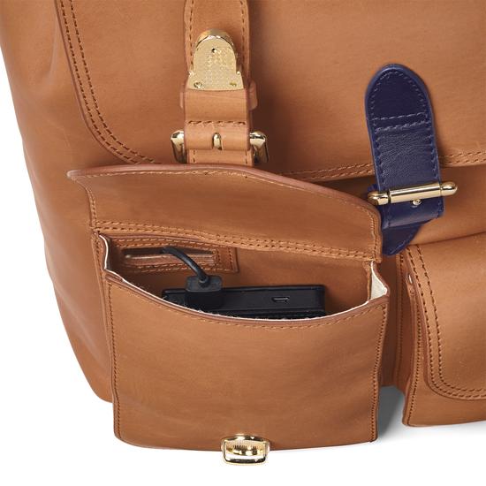 Oxford Backpack in Smooth Natural Tan & Navy from Aspinal of London