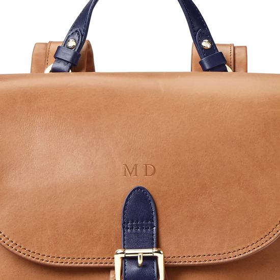 Oxford Backpack in Smooth Natural Tan & Navy from Aspinal of London