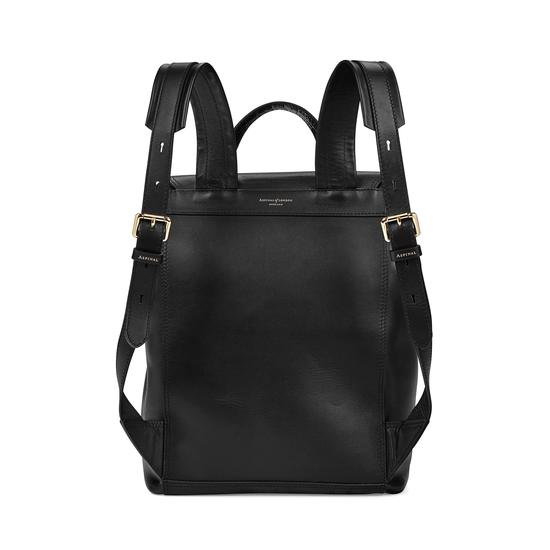 Oxford Backpack in Smooth Black & Deep Shine Black Croc from Aspinal of London
