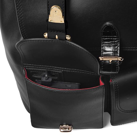 Oxford Backpack in Smooth Black & Deep Shine Black Croc from Aspinal of London