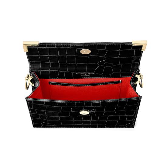 Chelsea Bag in Deep Shine Black Croc from Aspinal of London