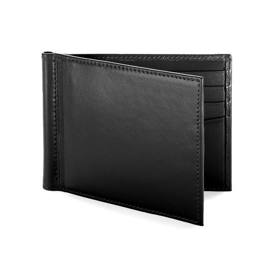 Money Clip Billfold Wallet in Smooth Black from Aspinal of London