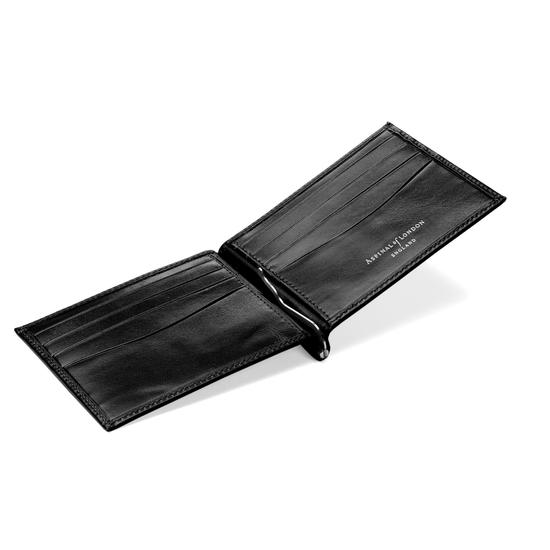 Money Clip Billfold Wallet in Smooth Black from Aspinal of London