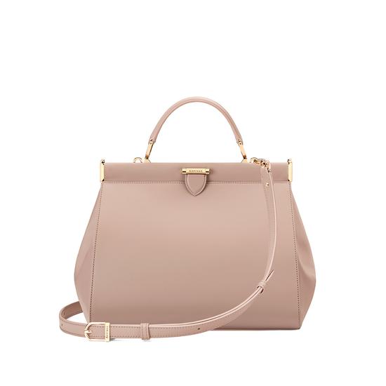 Small Florence Frame Bag in Smooth Soft Taupe from Aspinal of London