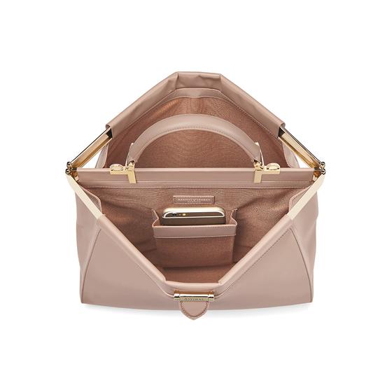 Small Florence Frame Bag in Smooth Soft Taupe from Aspinal of London