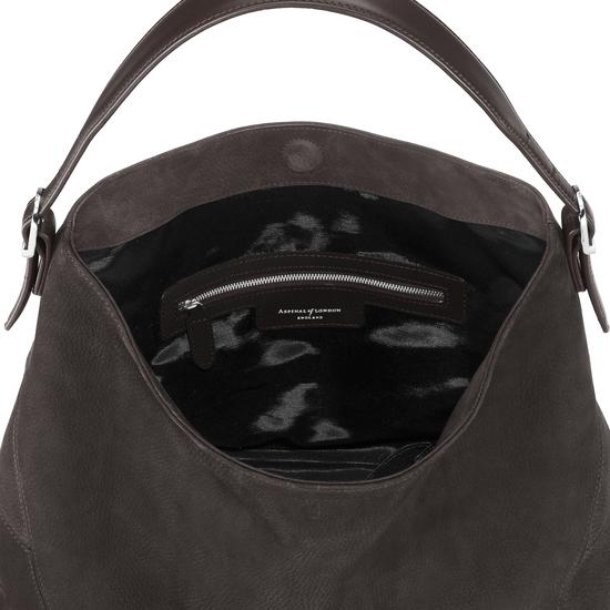 Aspinal Hobo Bag in Smokey Grey Nubuck from Aspinal of London
