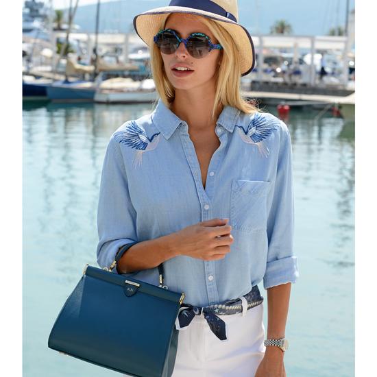 Small Florence Frame Bag in Peacock Kaviar from Aspinal of London