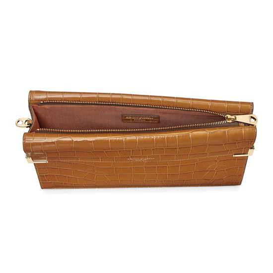 Editor's Clutch in Deep Shine Vintage Tan Croc from Aspinal of London