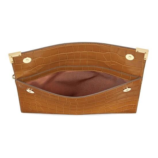 Editor's Clutch in Deep Shine Vintage Tan Croc from Aspinal of London