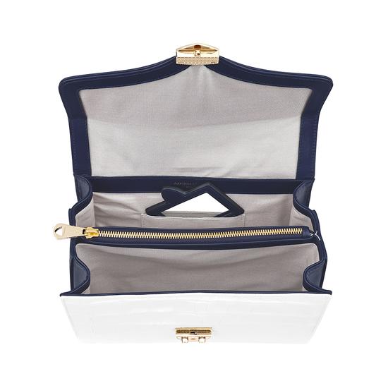 Mayfair Bag in Smooth Blue Moon & Snow White Croc Mix from Aspinal of London