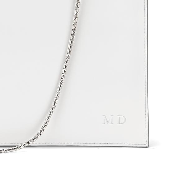 Soho Double Sided Clutch in Silver Saffiano & Smooth Alabaster White from Aspinal of London