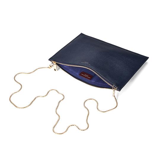 Soho Double Sided Clutch in Navy & Burgundy Saffiano from Aspinal of London