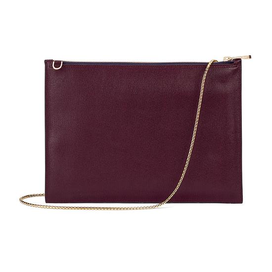Soho Double Sided Clutch in Navy & Burgundy Saffiano from Aspinal of London