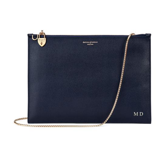 Soho Double Sided Clutch in Navy & Burgundy Saffiano from Aspinal of London