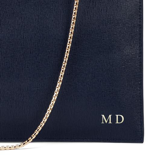 Soho Double Sided Clutch in Navy & Burgundy Saffiano from Aspinal of London