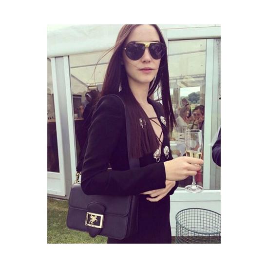 Pegasus Shoulder Bag in Smooth Black from Aspinal of London