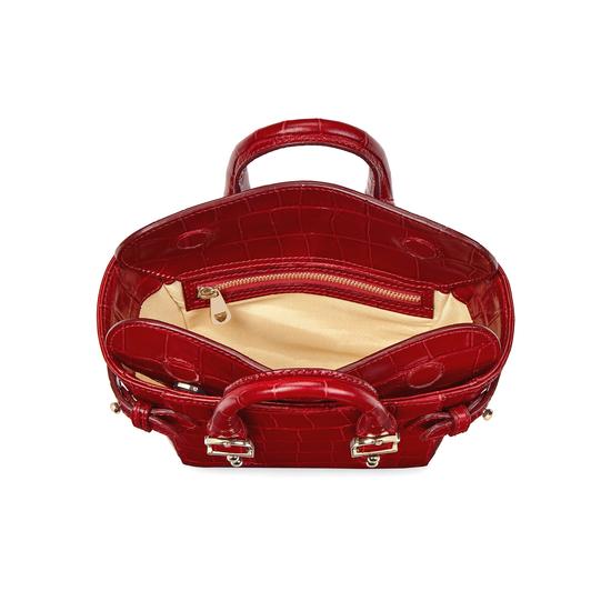 Micro Marylebone Tote in Deep Shine Red Croc from Aspinal of London