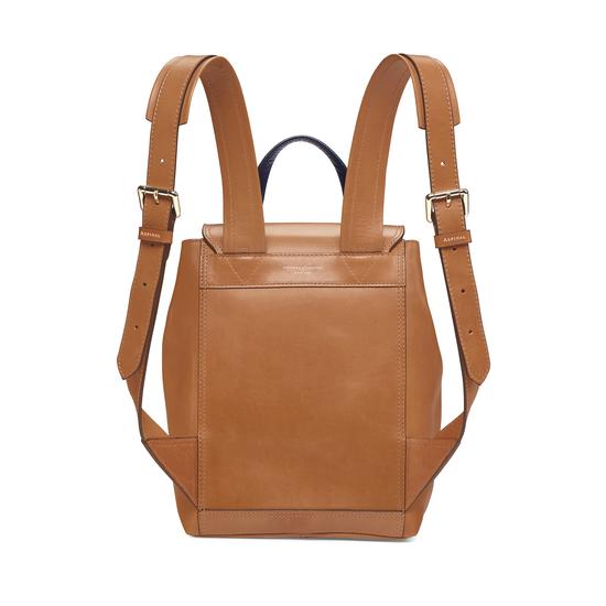Small Oxford Backpack in Smooth Natural Tan & Navy from Aspinal of London