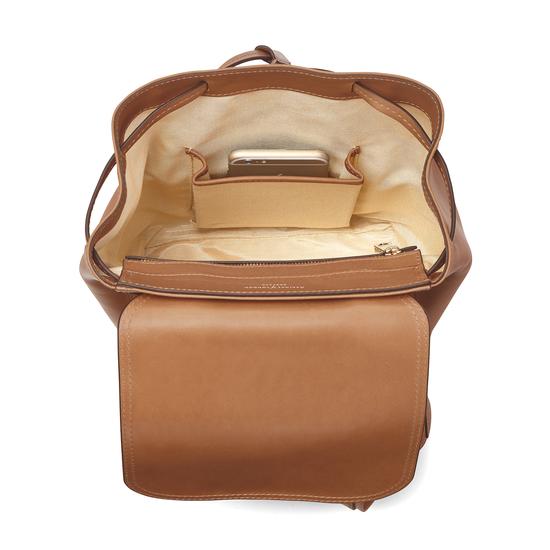 Small Oxford Backpack in Smooth Natural Tan & Navy from Aspinal of London