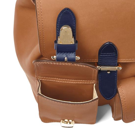 Small Oxford Backpack in Smooth Natural Tan & Navy from Aspinal of London