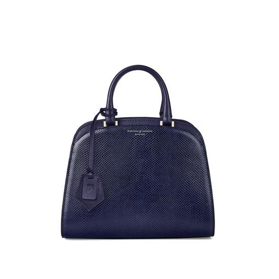 Mini Hepburn Bag in Midnight Blue Lizard from Aspinal of London