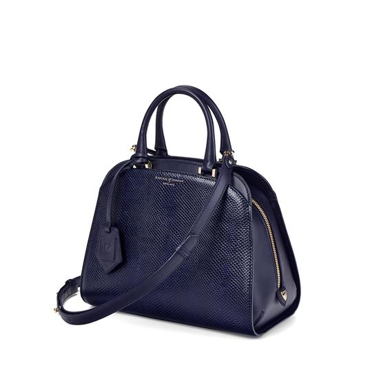 Mini Hepburn Bag in Midnight Blue Lizard from Aspinal of London
