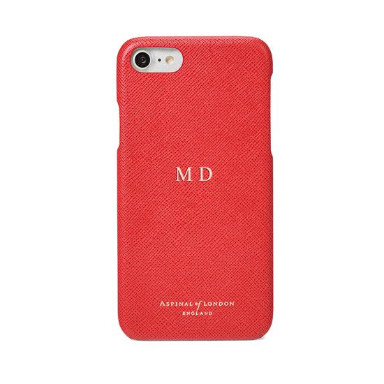 iPhone 7/8 Leather Cover in Dahlia Saffiano from Aspinal of London