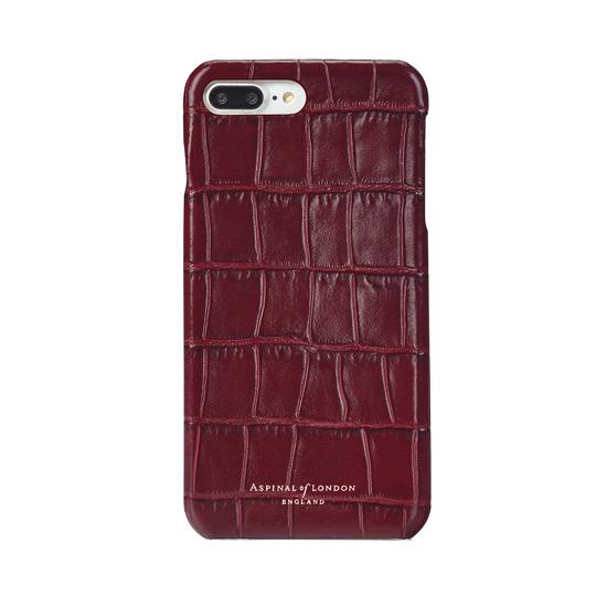 iPhone 7 Plus Leather Cover in Deep Shine Bordeaux Croc from Aspinal of London