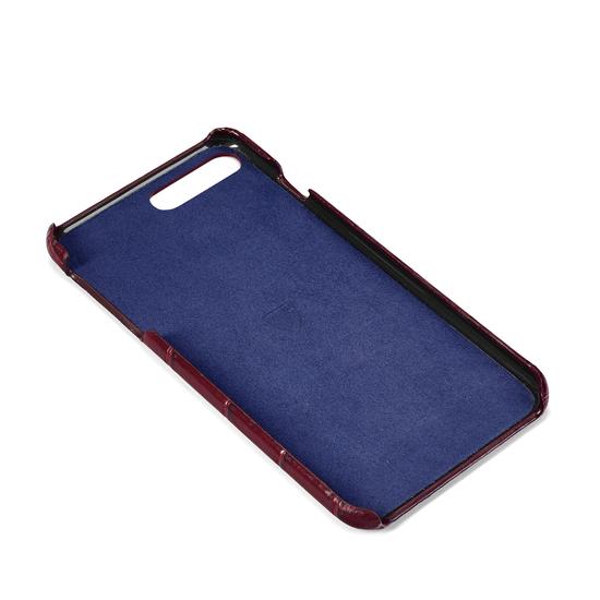 iPhone 7 Plus Leather Cover in Deep Shine Bordeaux Croc from Aspinal of London