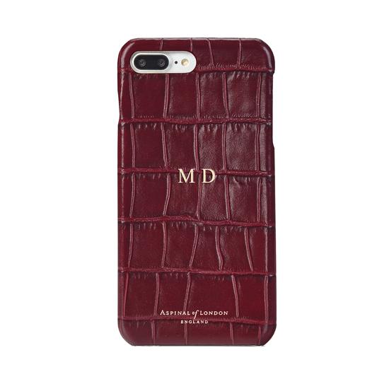 iPhone 7 Plus Leather Cover in Deep Shine Bordeaux Croc from Aspinal of London