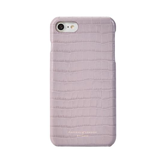 iPhone 7/8 Leather Cover in Deep Shine Lilac Small Croc from Aspinal of London