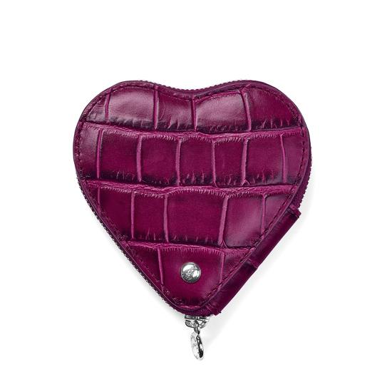 Heart Coin Purse in Purple Croc from Aspinal of London