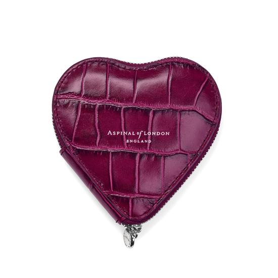 Heart Coin Purse in Purple Croc from Aspinal of London