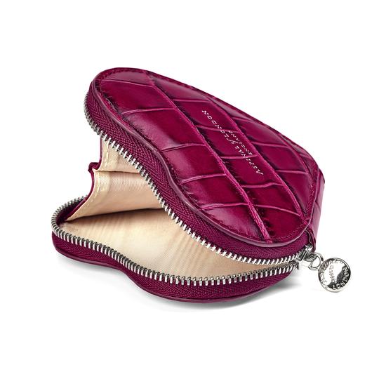 Heart Coin Purse in Purple Croc from Aspinal of London