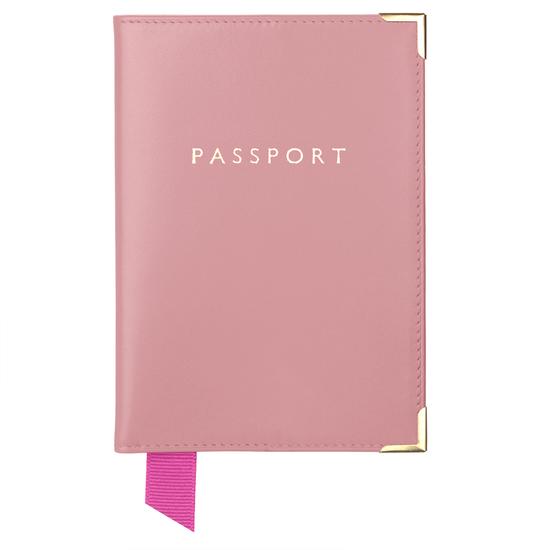 Passport Cover in Smooth Rose Dust from Aspinal of London