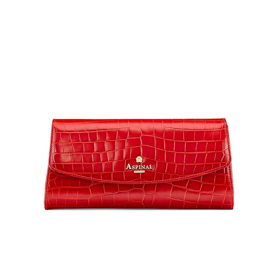 Eaton Clutch in Deep Shine Red Croc from Aspinal of London