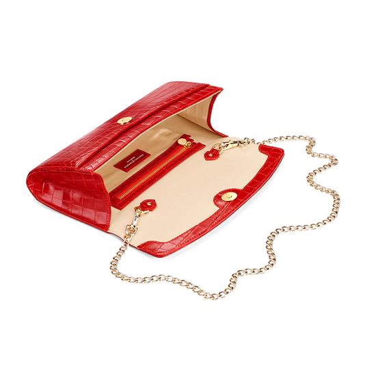 Eaton Clutch in Deep Shine Red Croc from Aspinal of London