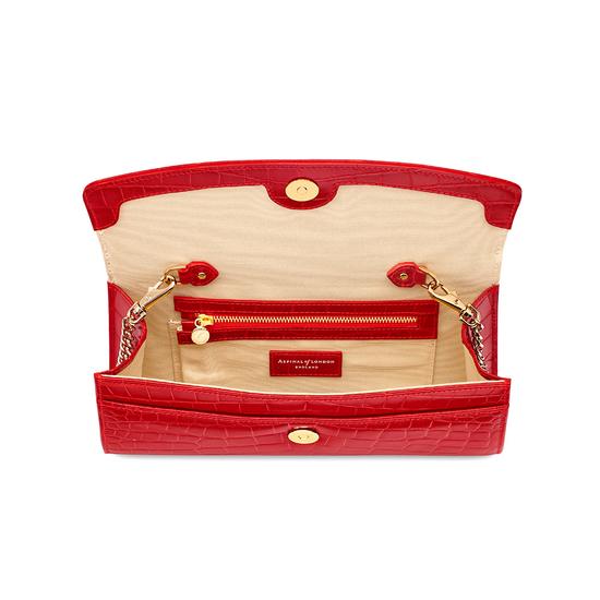 Eaton Clutch in Deep Shine Red Croc from Aspinal of London