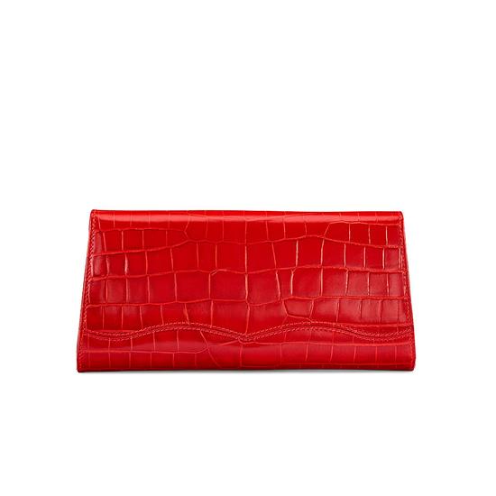 Eaton Clutch in Deep Shine Red Croc from Aspinal of London