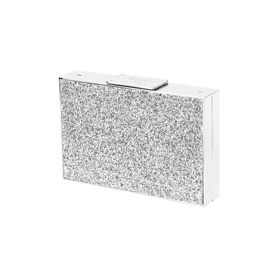 Scarlett Box Clutch in Midnight Blue & Silver Shooting Star Glitter from Aspinal of London
