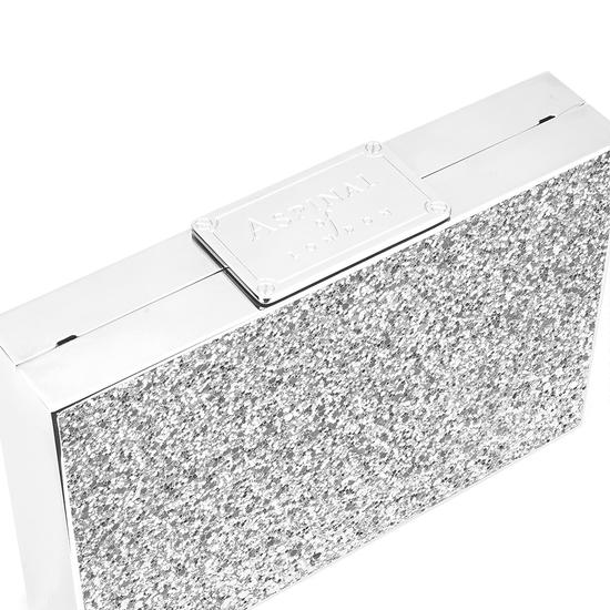 Scarlett Box Clutch in Midnight Blue & Silver Shooting Star Glitter from Aspinal of London