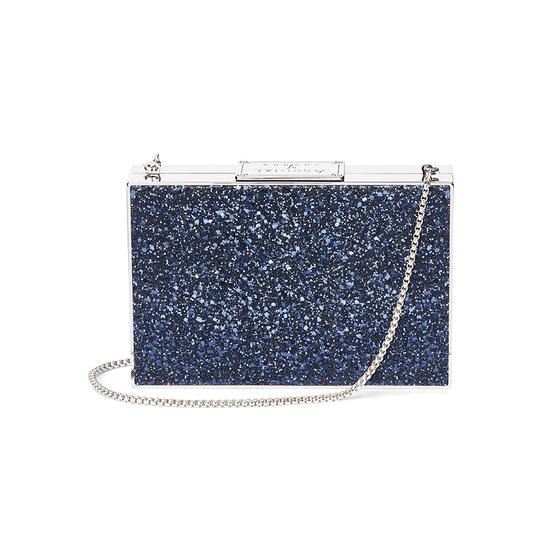 Scarlett Box Clutch in Midnight Blue & Silver Shooting Star Glitter from Aspinal of London